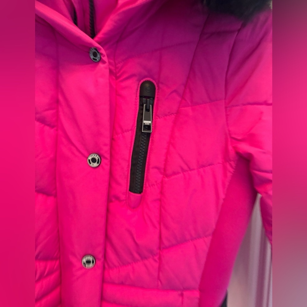 🆕MICHAEL Michael Kors Hot Pink Hooded Belted Puffer Coat ~New w/o tag! SIZE:S - Picture 9 of 9